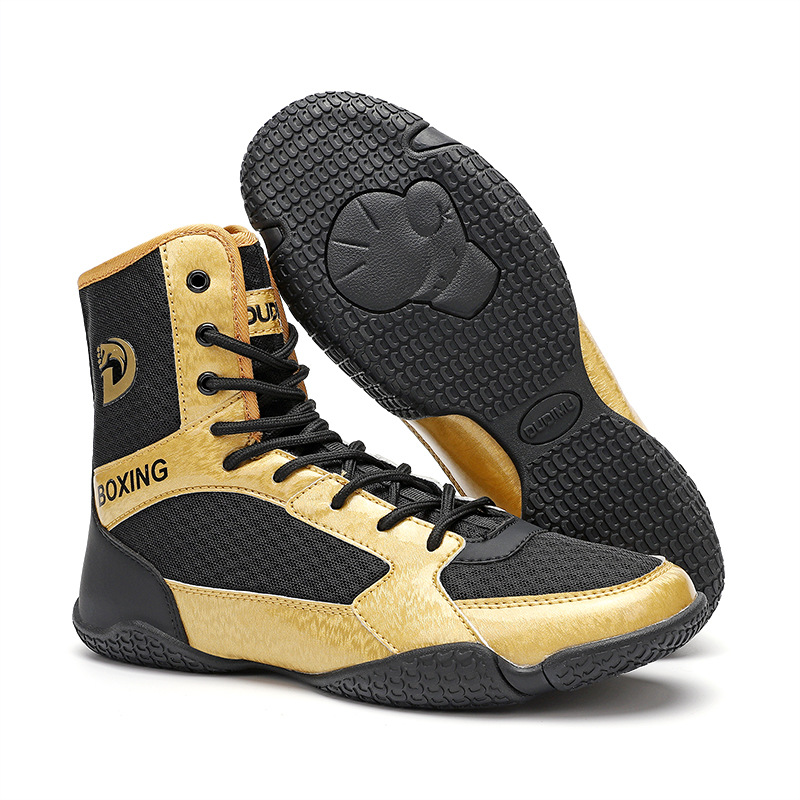 High-Top Wrist-Protecting Long Boot Boxing Shoes, Professional Competition Sanda Training Sports Shoes, Wrestling Fighting Shoes for Men and Women