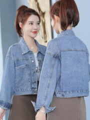 早秋牛仔外套女2025年秋款百搭上衣短款高腰披肩夹克宽松韩版时髦