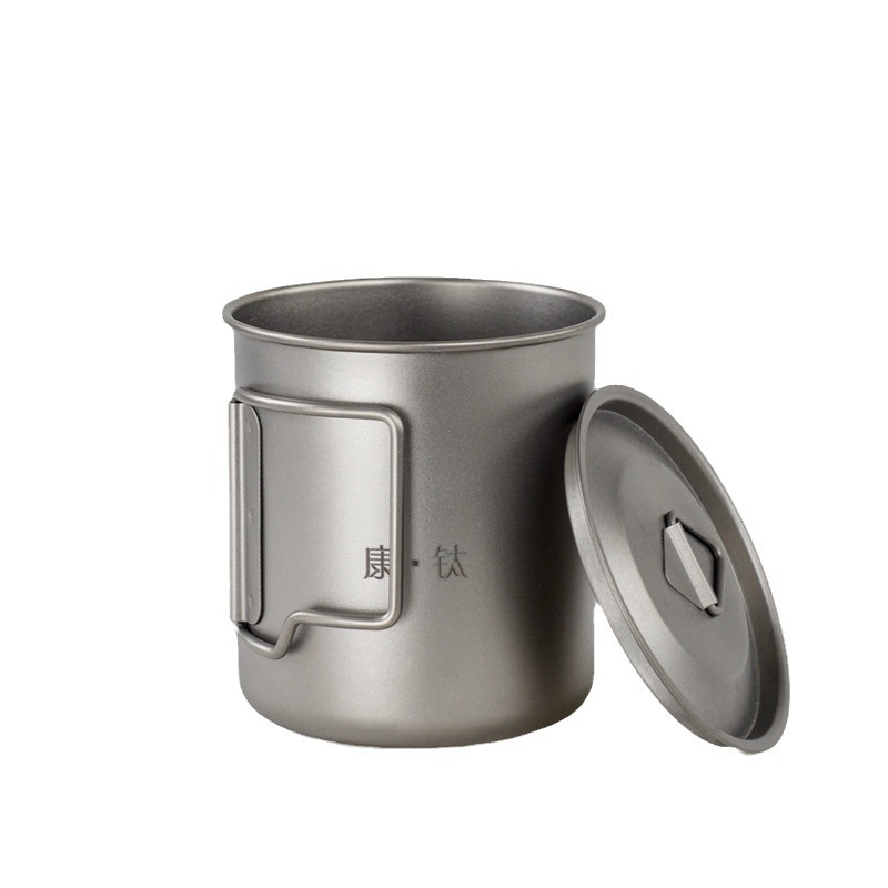 Kangti transfronterizo dedicado titanio puro al aire libre olla colgante taza de agua puede cocinar té saludable titanio taza de agua taza de aleación de titanio al por mayor