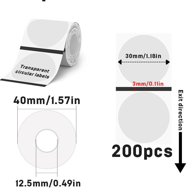 투명 감열 PET 30-200 투명 원형