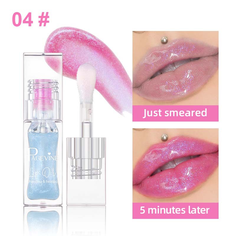 Aceite labial PAGE VINE transfronterizo que cambia de color con la temperatura, 8 colores, brillo labial que cambia de color, cuidado labial, maquillaje labial, brillo labial efecto agua