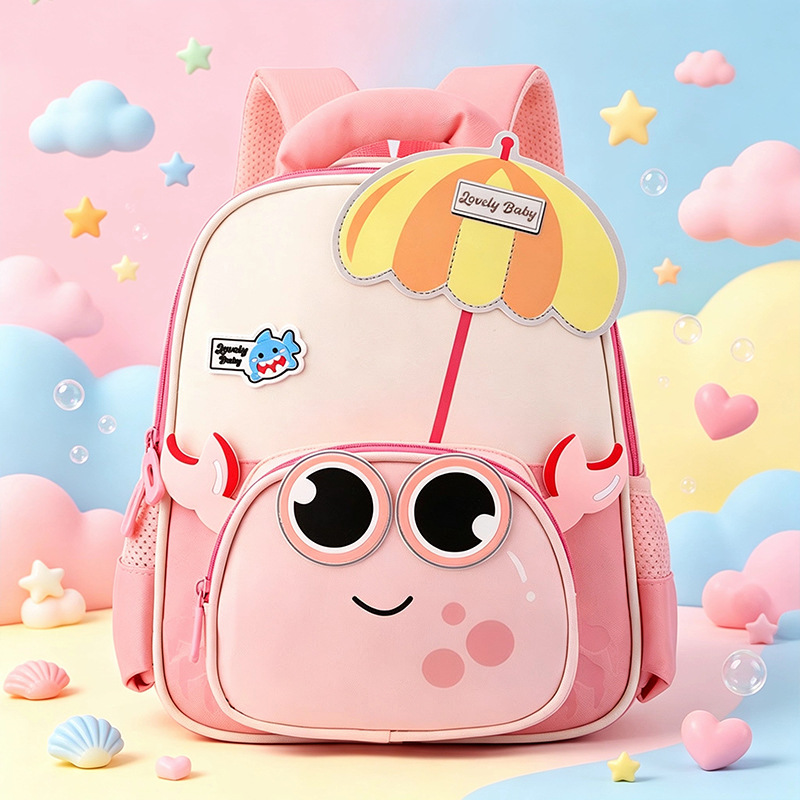 Cross-Border New Cartoon Cute Little Crab Lightweight Backpack for Children Aged 3-6, Boys and Girls, Kindergarten School Bag for Students