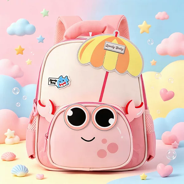 Cross-Border New Cartoon Cute Little Crab Lightweight Backpack for Children Aged 3-6, Boys and Girls, Kindergarten School Bag for Students