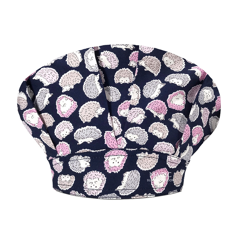 Sombrero de enfermera mujer chef cocinando cocina a prueba de aceite a prueba de humo pérdida de cabello sombrero esponjoso sombrero impreso puntera sombrero de trabajo ajuste elástico