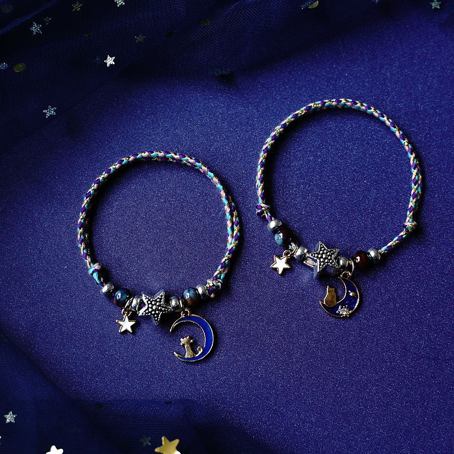 1 Paar Mode Stern Mond Legierung Handgemacht Unisex Armbänder display picture 11