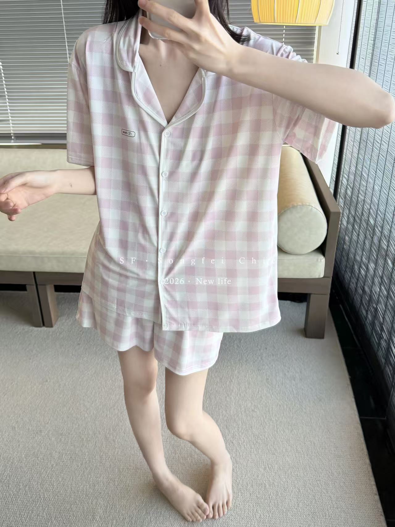 격자 무늬 핑크