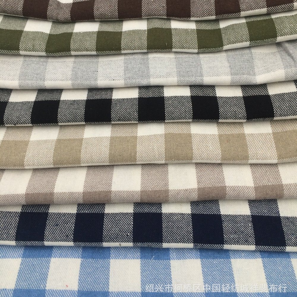 布料2.5CM色织格先染布服装面料梭织斜纹朝阳格女装外套裤装拼接
