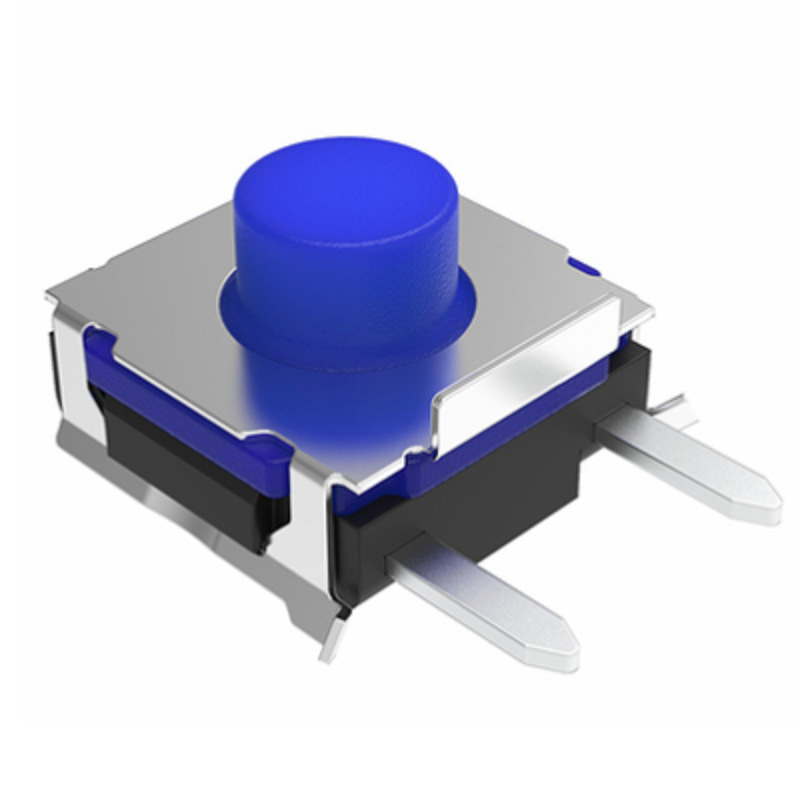 插件轻触开关180度直插  蓝色按键轻触开关2脚 立式轻触开关插脚