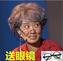 中老年假发套 花白假发 女蛋卷头短卷发舞台道具表演老奶奶老太太