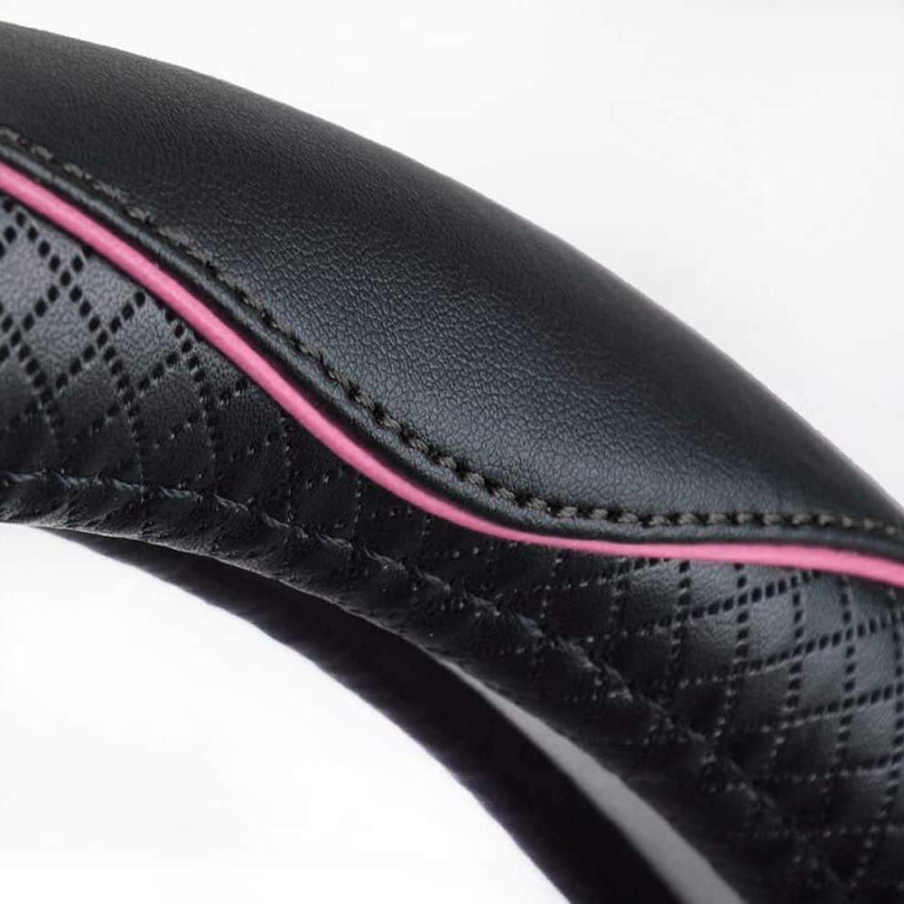 New Cross-Border Foreign Trade Car Steering Wheel Cover, Fashionable Diamond-Shaped Three-Dimensional Embossed Leather Car Handle Cover, Suitable for All Seasons