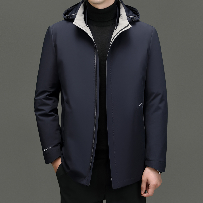 Brand Men's Cold-Proof down Jacket 2025 Autumn and Winter New Warm White Duck down Middle-Aged Men's Casual Hooded Jacket