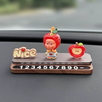 2025 New Model Female Parking Number Plate, Cute Temporary Car Phone Number Plate, Creative Decorative Item (Nömrəli dayanma kartı) - n-apple-star-walnut-stop-sign