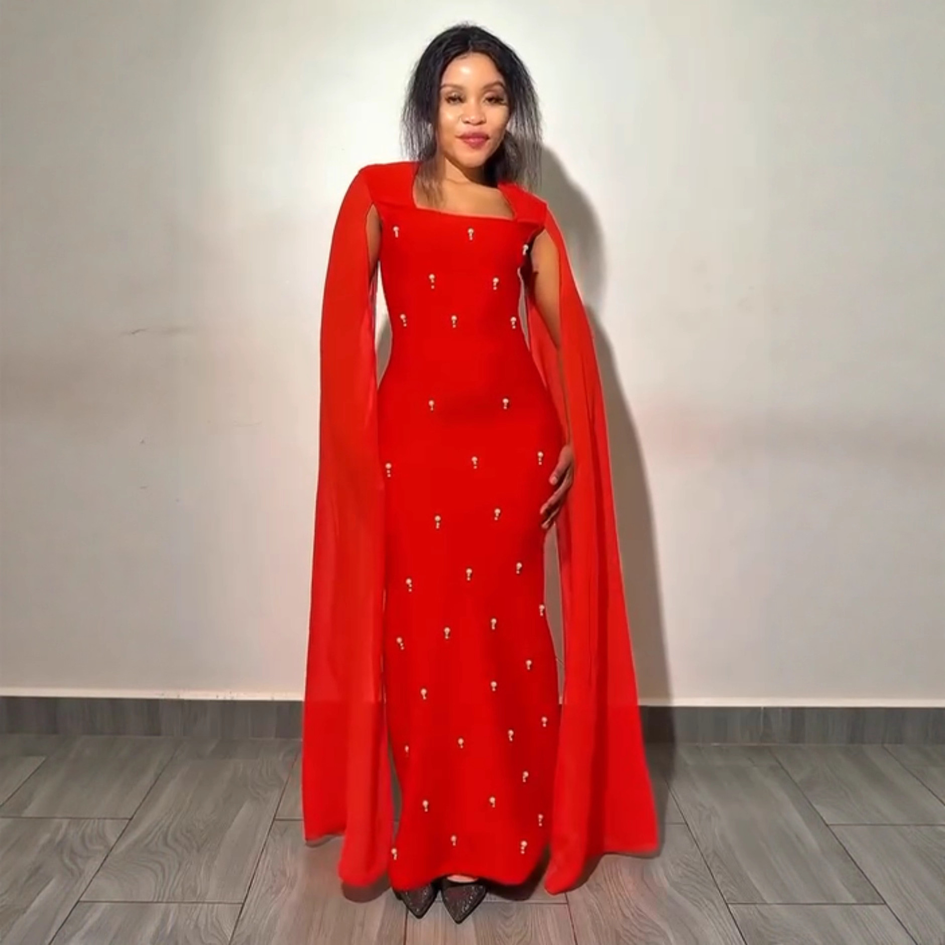 European and American Cross-Border New Heavy-Duty Diamond-Encrusted Tube Top Bandage Dress Party Party Halter Neck Streamer Evening Dress