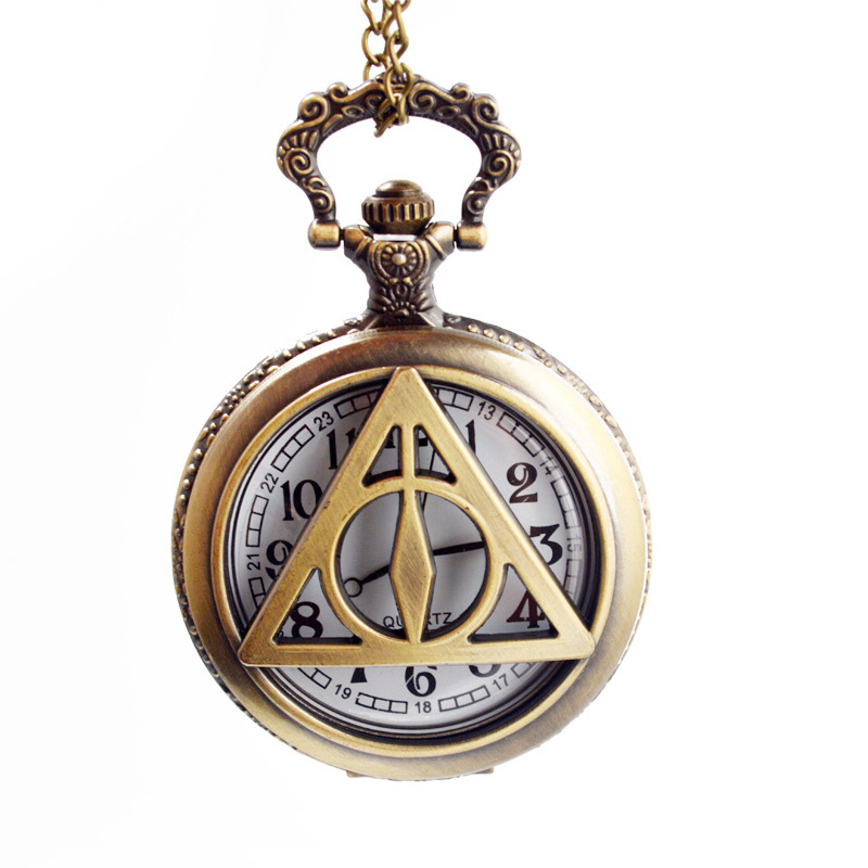 Harry Potter Deathly Hallows Quartz Men's Chain Watch Big Pocket Watch Animation Surrounding