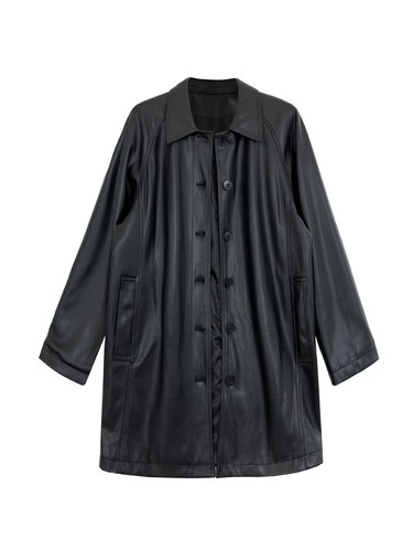 Luxi Korean-style Retro High-end Black Mid-length Leather Jacket for Women, Autumn New Arrival, Soft and Supple Leather 3709