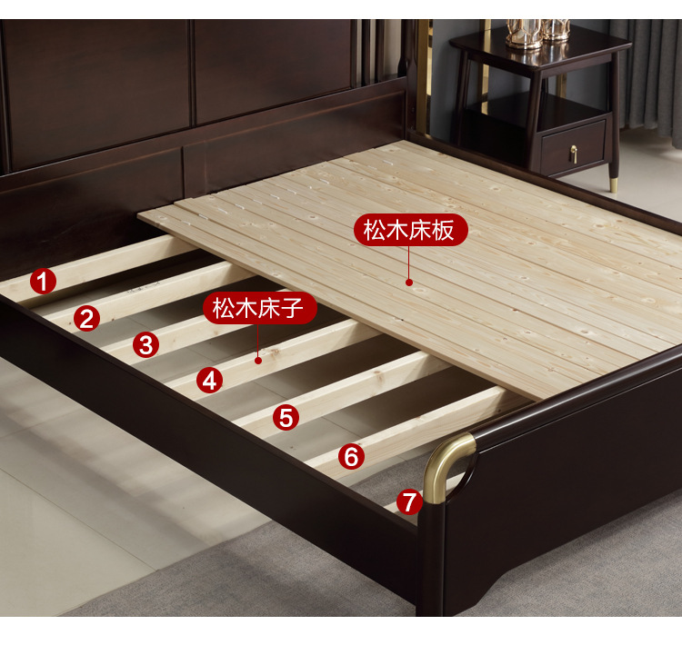 Solid wood bed new Chinese double Zen master bedroom 1.8m homestay high box storage bed