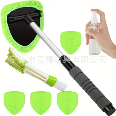 Windshield Cleaning Brush Car — Car cleaning tools - 1-set-b-type-eva-sheath-5-green-cloth-covers-1-100ml-bottle-1-detail-brush