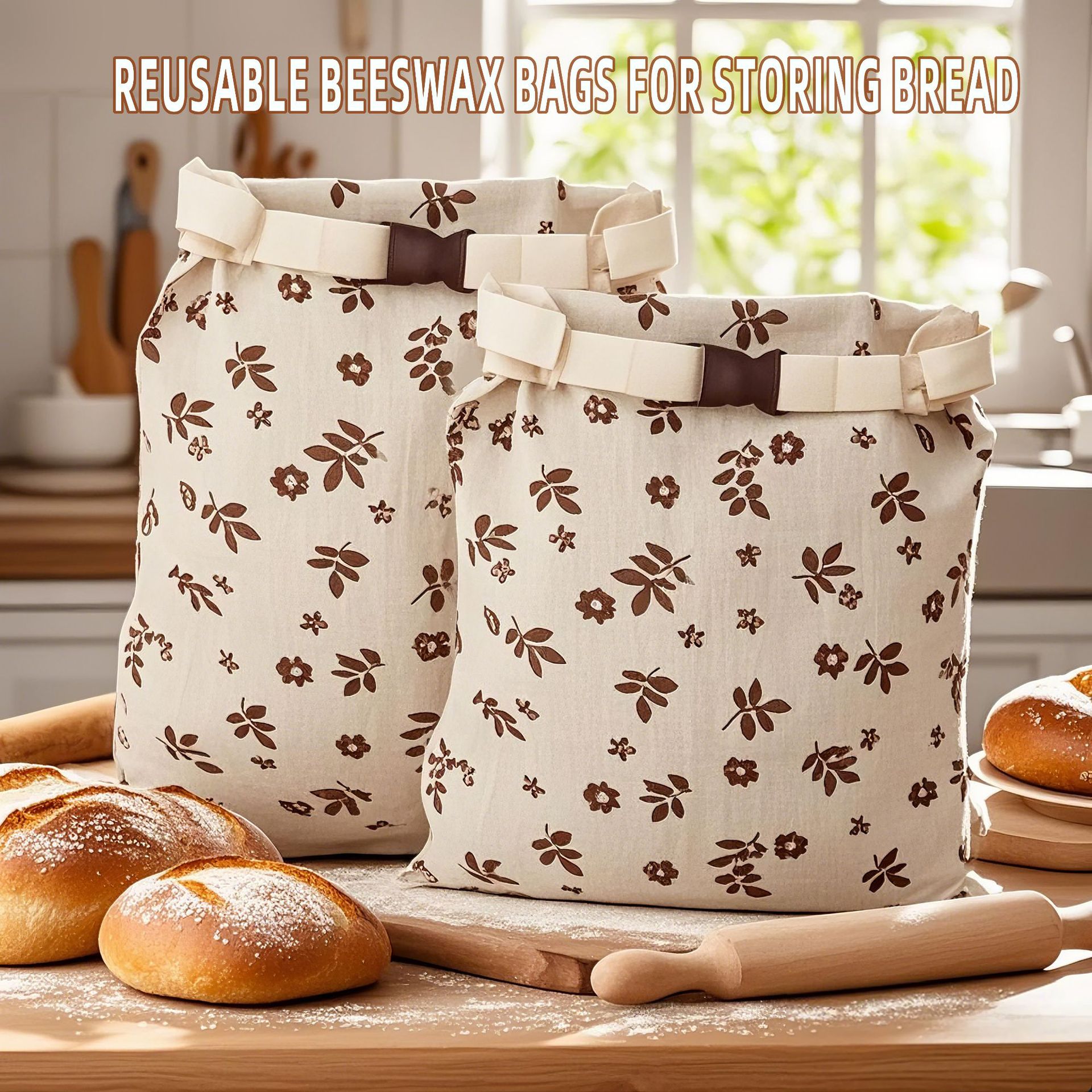 双层蜂蜡面包袋 环保亚麻棉麻可重复使用酵母保鲜储存蜂蜡袋食品