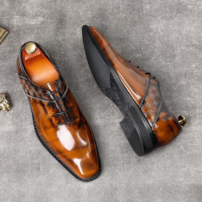Classic suit English style for leather shoes, trend footwear, wedding shoes, for import, Korean style