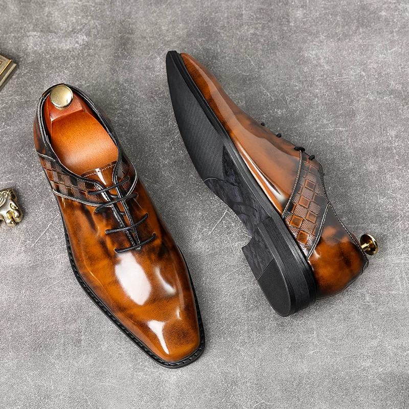 Classic suit English style for leather shoes, trend footwear, wedding shoes, for import, Korean style