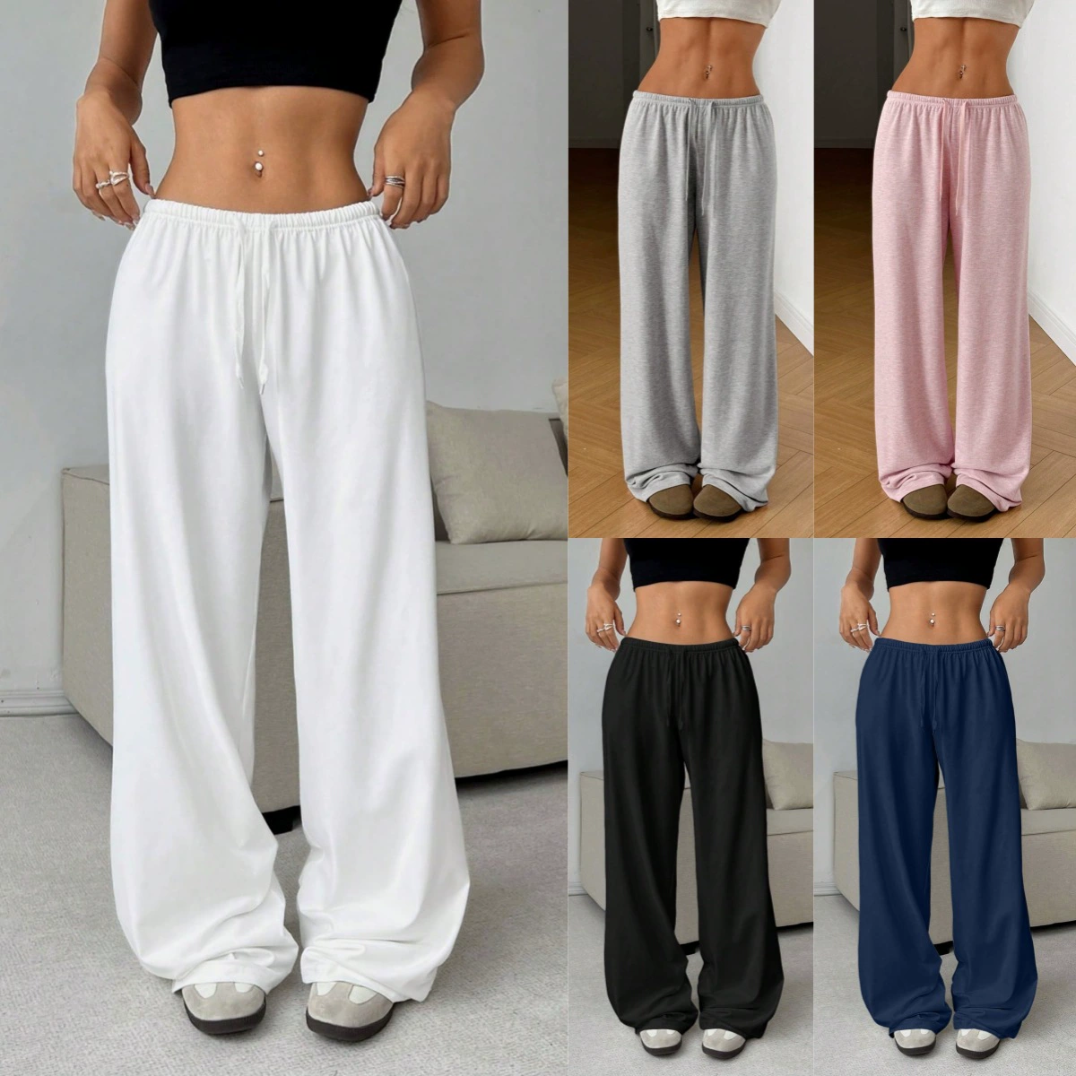 Новый 2025 лето Amazon temu AliExpress Европейский и американский новый стиль женские повседневные брюки длинные брюки широкие брюки