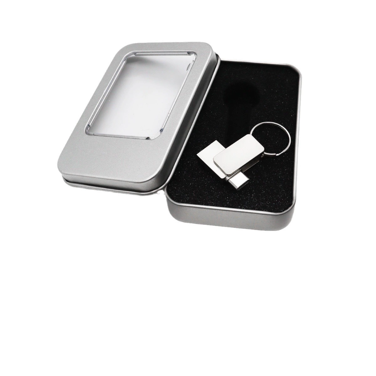 Крупный USB-флеш-накопитель из металла с брелком-ключом, прямые продажи с завода, 2 в 1
