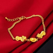 越南沙金貔貅手链女黄铜镀金元宝欧币转运招财手串直播首饰品批发