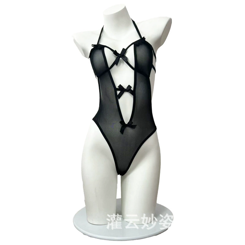 Sanshengyin sexy underwear dead library sexy cross hollow breast-exposed straps passion set 2495