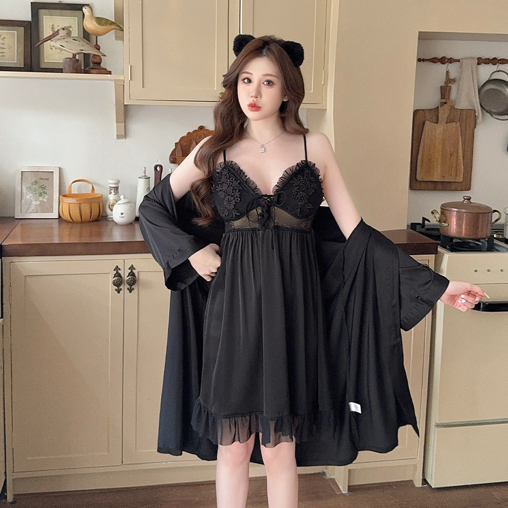 블랙(서스펜더스커트+로브 투피스세트)