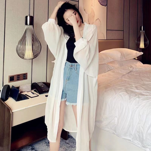 Long bat sleeve sun protection shirt for women loose summer solid color outer cardigan thin coat shawl long sleeve sun protection shirt