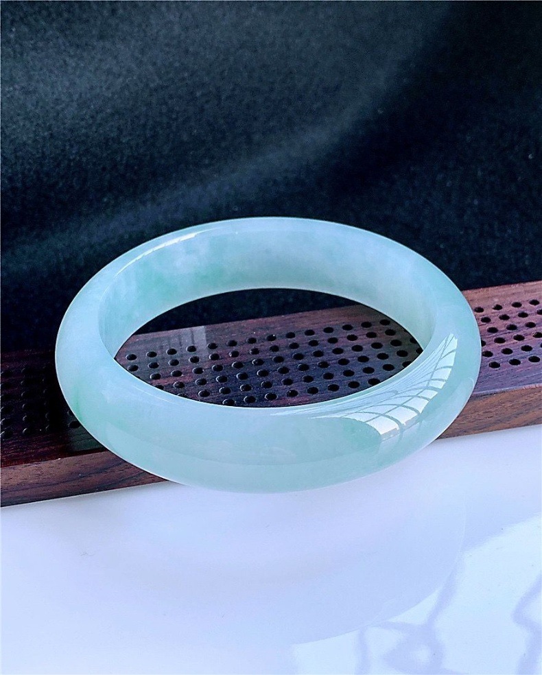 Vòng tay ngọc bích tự nhiên Miến Điện băng sáp, đường kính trong 51–65 mm chi tiết 6