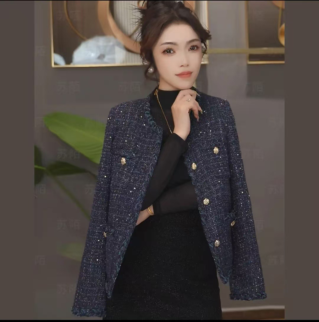 High-End French Socialite Style Short Jacket New Shiny Silk 2025 Tweed Slimming Elegant Top for Women