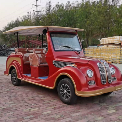 Electric sightseeing vehicle with 8-11-14 seats for real estate sales, sightseeing tours, tourist attractions, and hotel shuttle service, vintage-style classic car (Elektrikli qolf avtomobilləri) - 8-seater-semi-enclosed