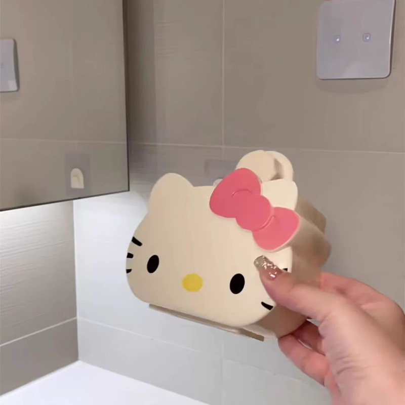 インかわいい KT 猫浴室パンチフリー壁掛け収納ボックス漫画収納歯磨き粉歯ブラシ壁掛け収納ボックス|undefined