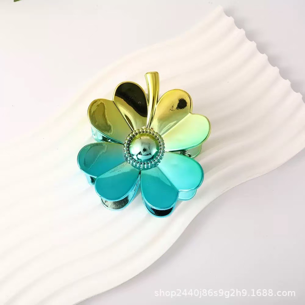 Nuevo color frangipani acrílico pinza para el cabello flor pinza de agarre de alta calidad elegante accesorio para el cabello de mujer pinza de tiburón de agarre lateral