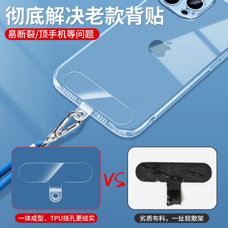 Junta de cordón de teléfono móvil pieza de clip fija pieza colgante Shell etiqueta trasera transparente teléfono pieza colgante hebilla pulsera parche tarjeta anti-Perdida