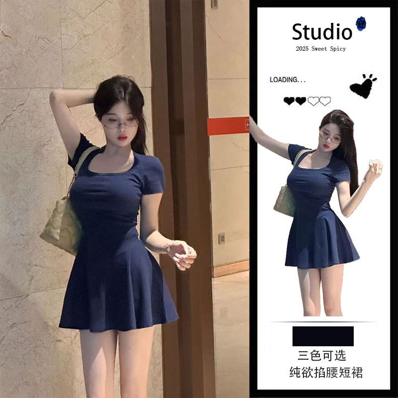 Petite A-Line Short Skirt Summer Korean Version New Pure Desire Waist-Slimming Fashion Elegant Dress Women's Wholesale