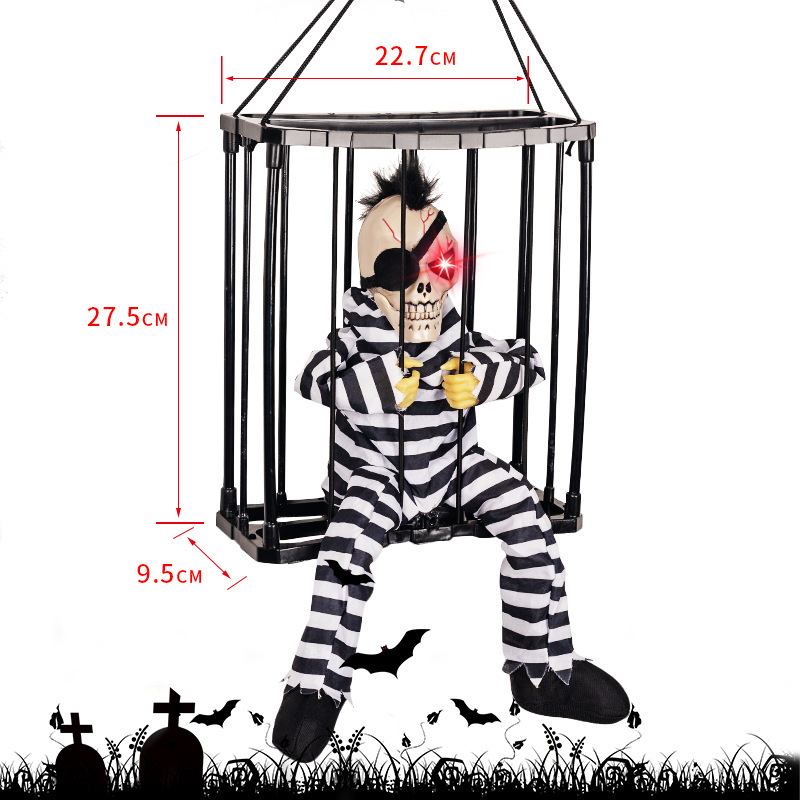 縦鴻ハロウィーン吊鬼装飾檻鬼電動玩具が頭を伸ばして光る声を出した囚人魔女の片目|undefined