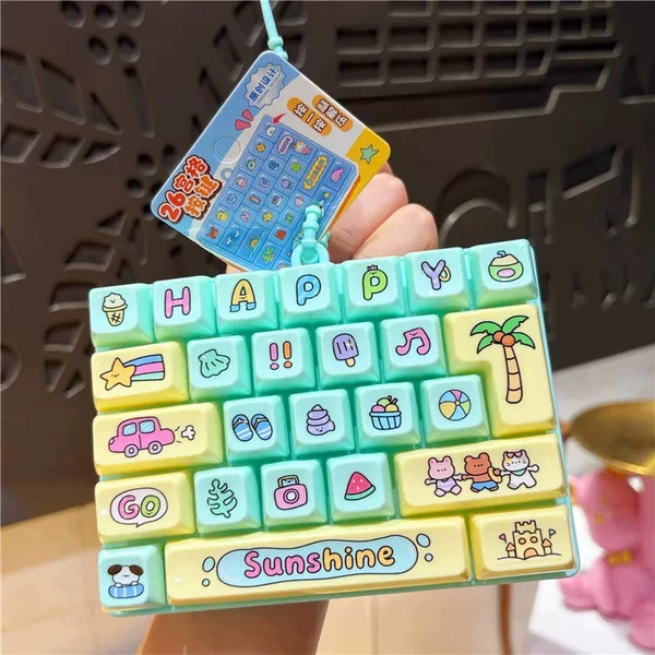 Trendy cartoon stress-relief 26-key keyboard keychain pendant, popular student toy, exquisite small bag accessory