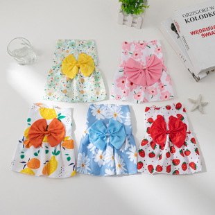 New Summer New Ultra-thin Cool Pet Clothes Dog Meow Mi Pet Fashion Floral Hu Die Knot Princess Dress