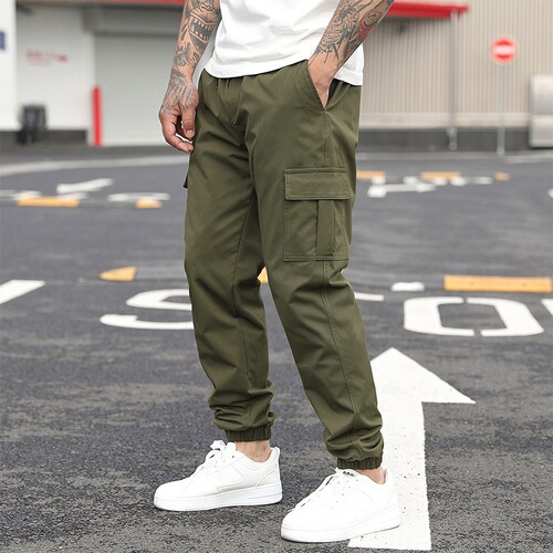 New stylish work pants, Western and European independent casual long pants, trendy brand short-sleeved drawstring with multiple pockets