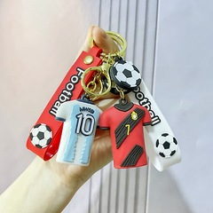 クリエイティブ漫画サッカーデジタル服人形キーホルダーペンダントバッグアクセサリー車のキーチェーンギフト卸売