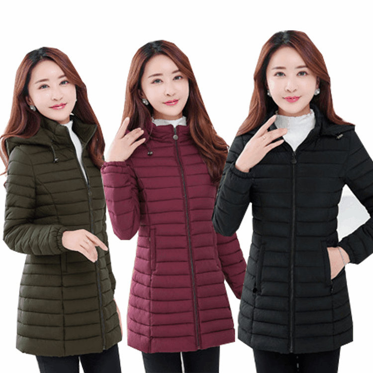 18 Осенне-зимнее новое пальто с хлопковой подкладкой Женская легкая пуховая куртка средней длины с хлопковой подкладкой для женщин среднего и пожилого возраста, Женская куртка с капюшоном больших размеров