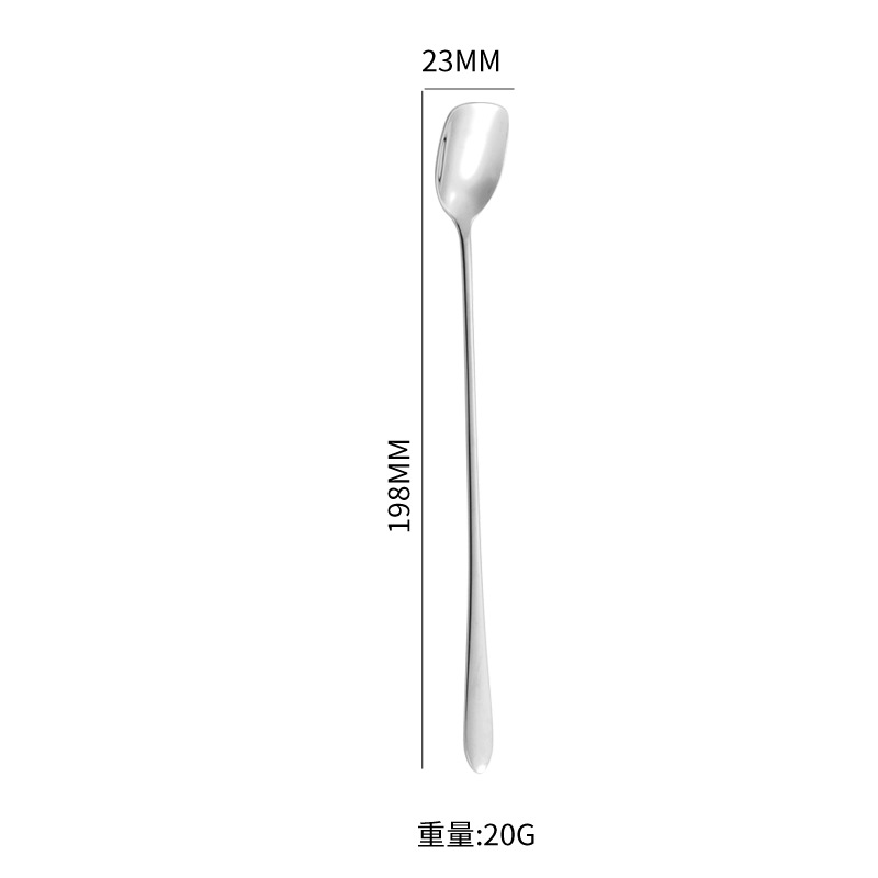 304 cucharas de acero inoxidable creativas chapadas en oro cucharas cuadradas de café té de leche mango largo taza de miel cucharas cucharas cucharas