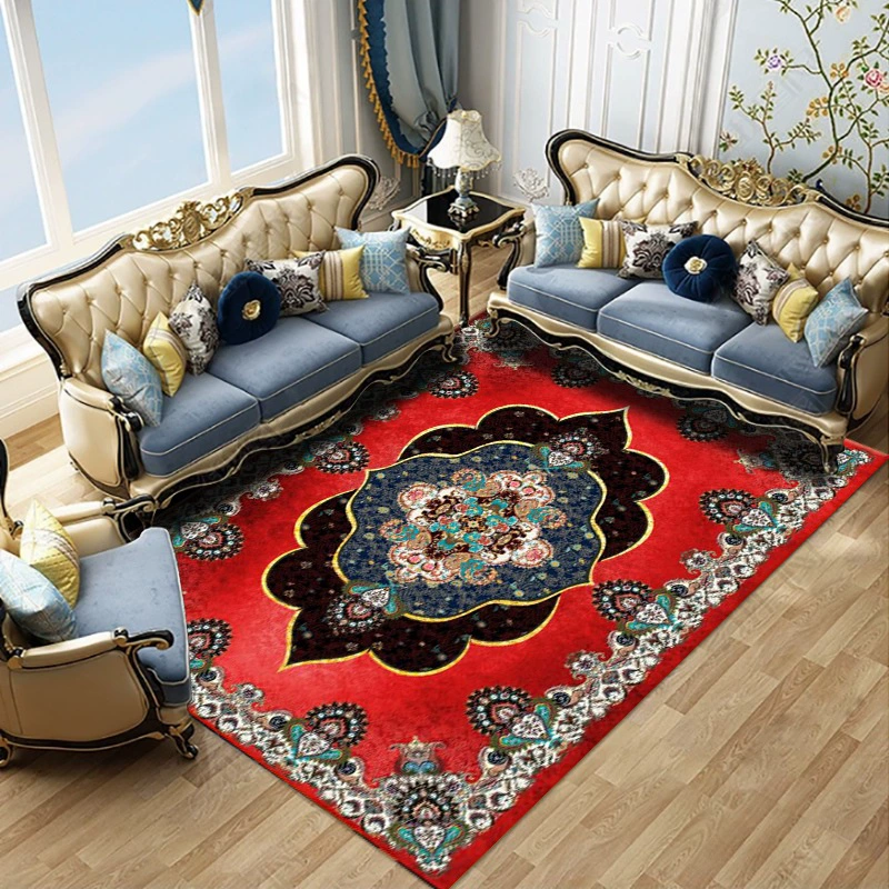 Area rug Persian‑style, retro ethnic boho design, for coffee table/sofa/bedside, multiple sizes