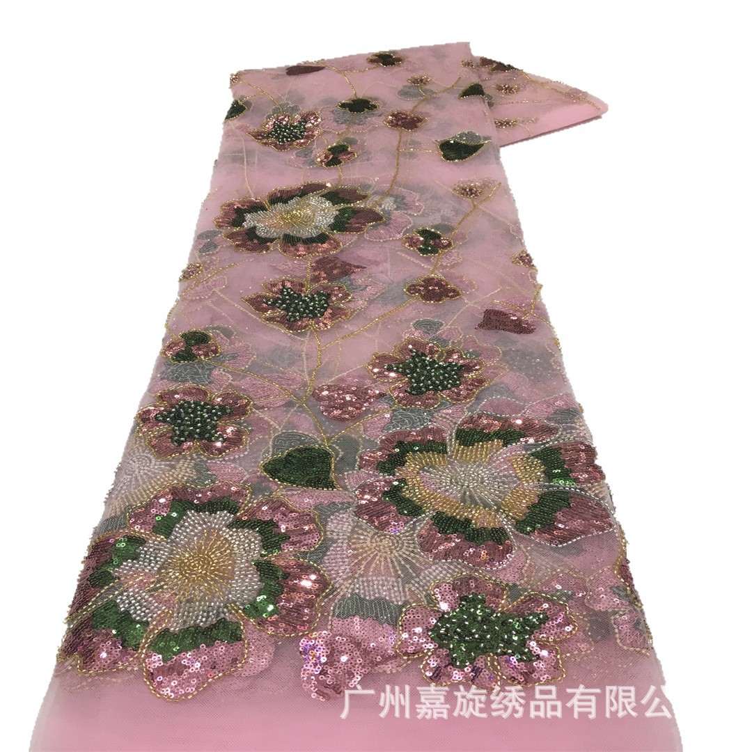 Nueva industria pesada nacional vestido de boda viento rojo esquinilla tubo de perlas bordado tela rendimiento vestido de tela bordada Dai Miao image 6