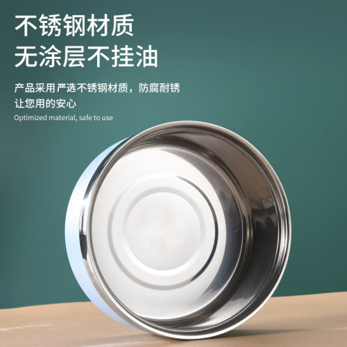 Double-layer stainless steel dog bowl, non-slip, anti-tip, large-capacity pet bowl, cat bowl, drinking water bowl, dog rice bowl