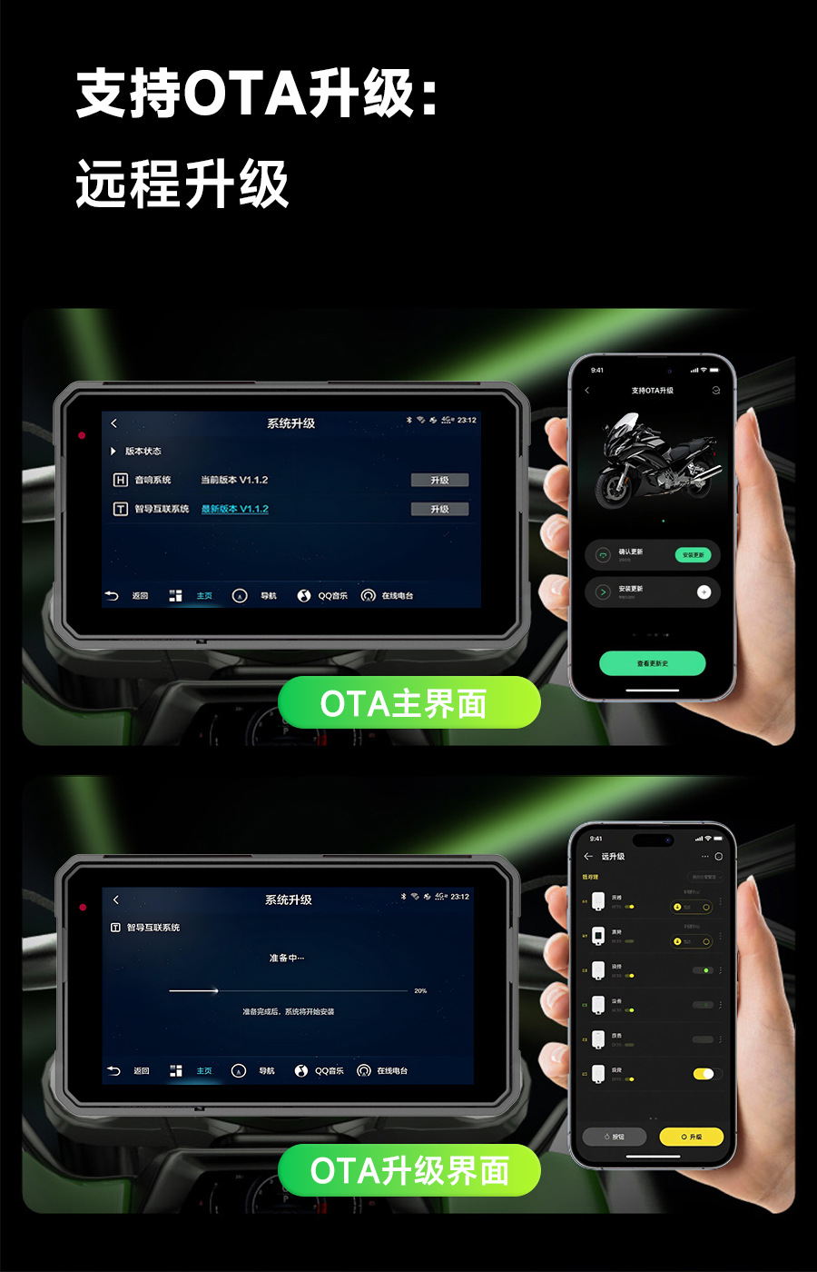 Motorcycle Driving Recorder Built-In Amap Google Navigation Carplay Hicar 4g Remote Monitoring Tire Pressure