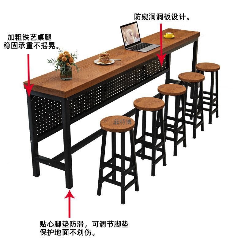 实木吧台桌阳台窄桌子家用高脚桌靠墙吧台桌简约长条桌椅组合|undefined