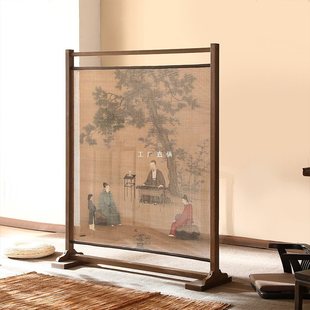 New Chinese Style Solid Wood Screen Partition Living Room Old Entrance Hot Pot Restaurant Tea Room Entrance Barrier Retro Seat Screen